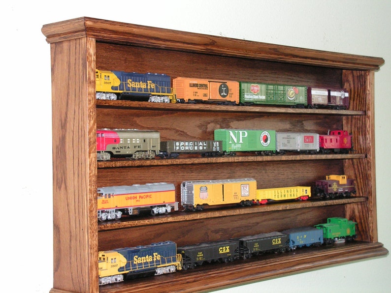 HO Train display case four shelf oak for your model Etsy