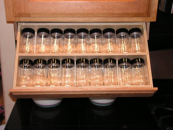 Under Cabinet Spice Rack With Glass Spice Jars Etsy