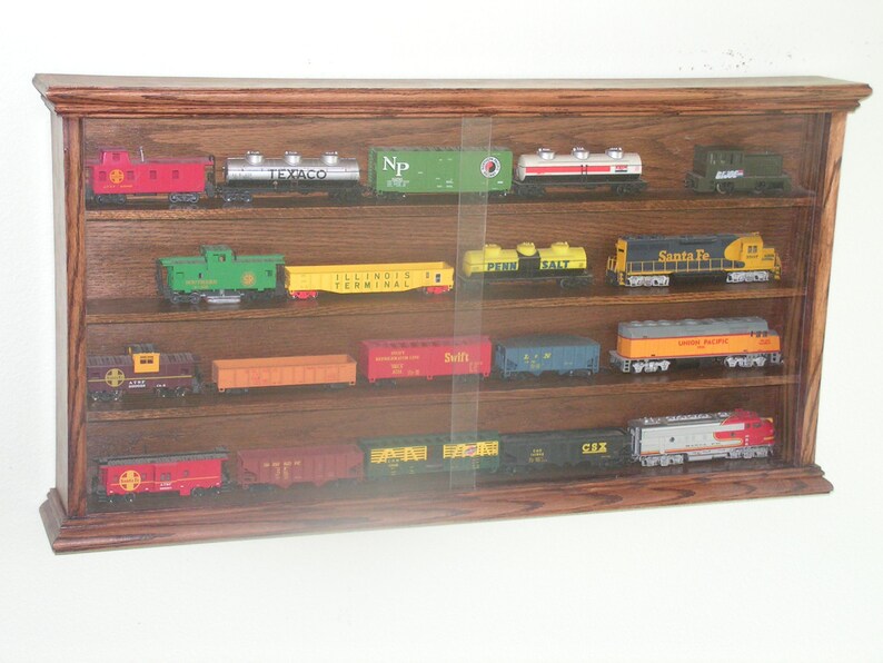 HO Train display case four shelf oak for your model Etsy
