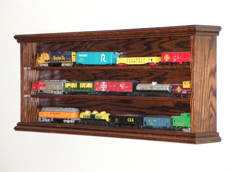 HO Train display case 3 Shelf Showcase Model Railroad Box Etsy