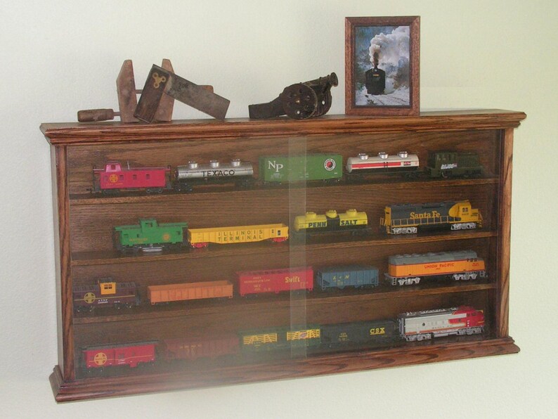 HO Train display case four shelf oak for your model Etsy