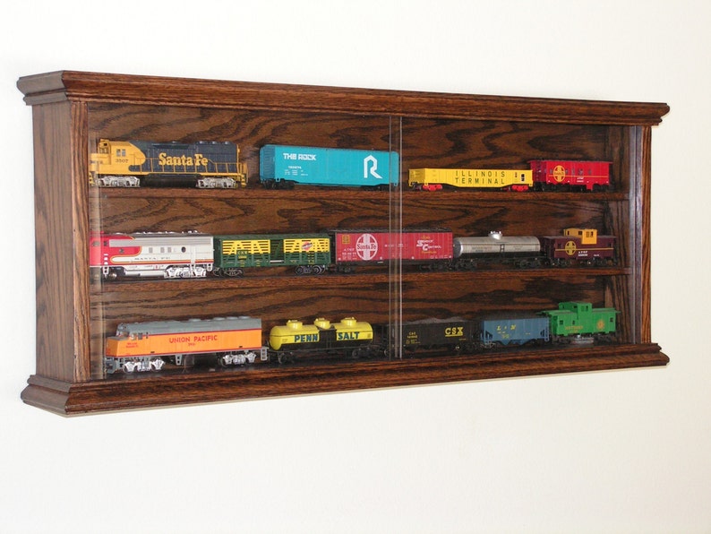HO Train display case 3 Shelf Showcase Model Railroad Box Etsy