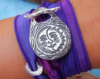 Spain Eclipse Wrap Bracelet 2026, Celestial Inspired Jewelry, Eclipse Silk Wrap Bracelet, STERLING SILVER Eclipse Jewelry