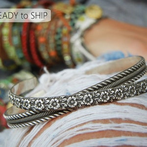 ONE Sterling Silver Cuff Bracelet, Sterling Silver Boho Bracelet, ONE Boho Cuff Bracelet, Boho Jewelry Stacking Bracelet Boho Cuff Bracelet