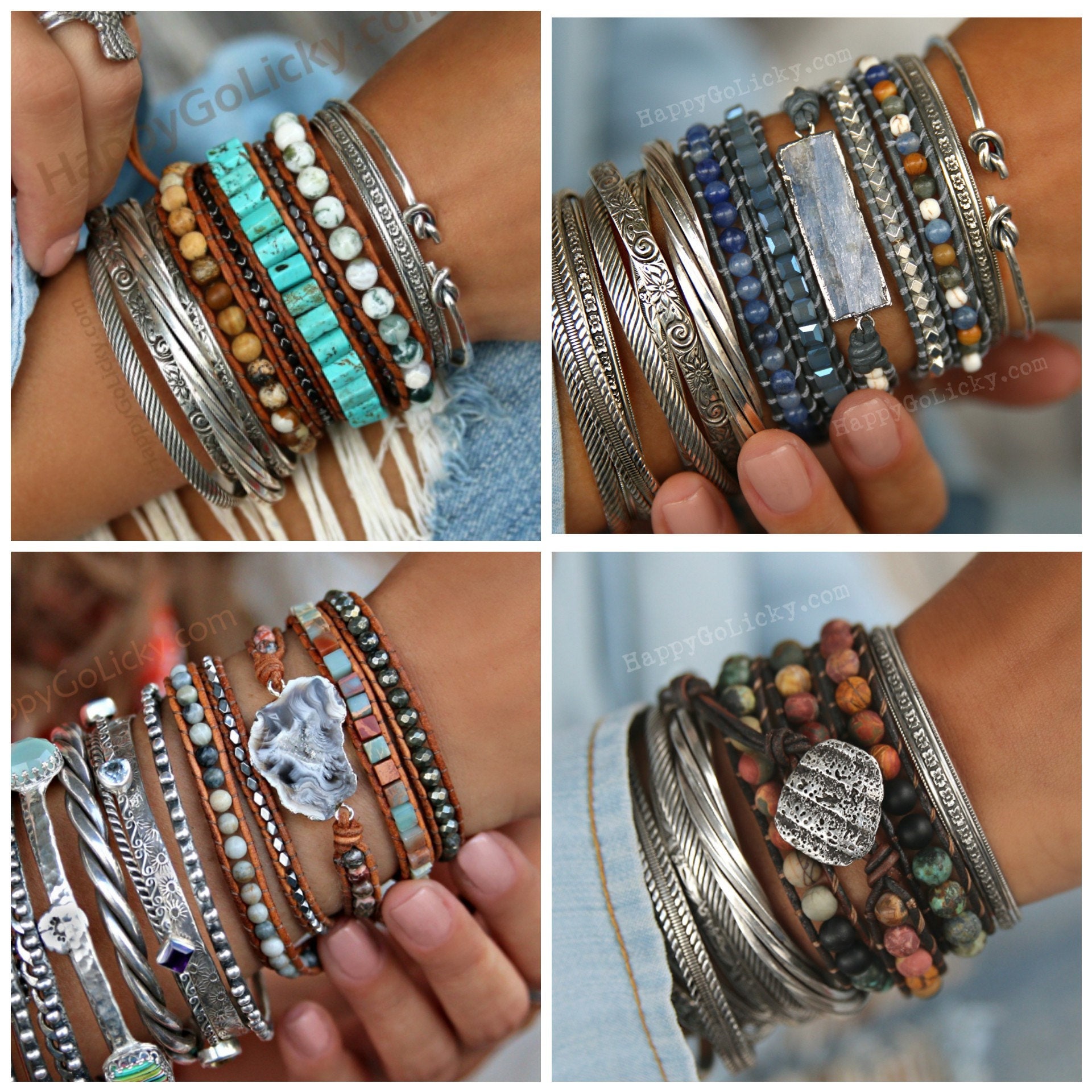 Kyanite 5x Bracelet Boho Jewelry, Boho Jewelry, Bohemian