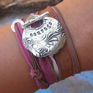 Boho jewelry wrap bracelet in sterling silver by HappyGoLicky Jewelry