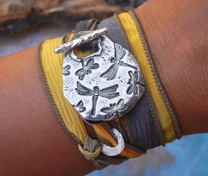 Boho jewelry wrap bracelet in sterling silver by HappyGoLicky Jewelry