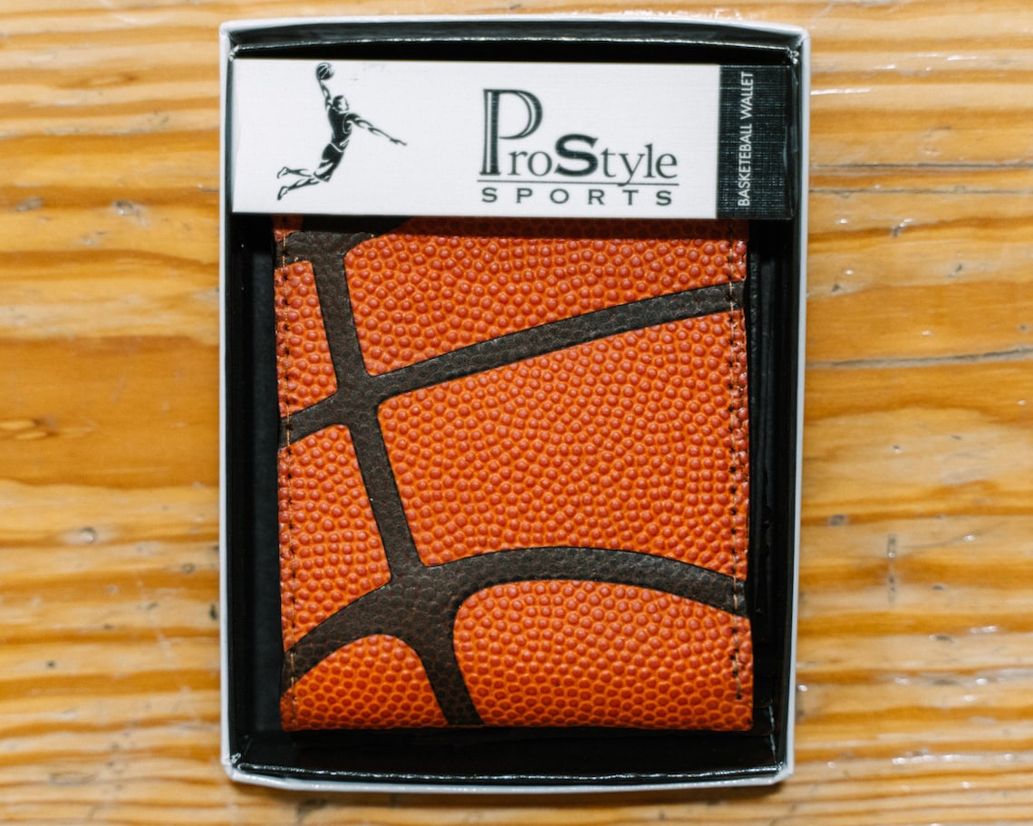 Genuine Basketball Leather Wallet With Linesbasketball Gift Etsy