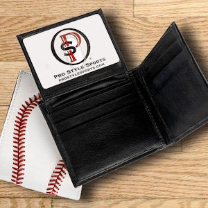 Genuine Baseball Leather Bifold Wallet. Great Gift for Boyfriend, Coach, Player, Umpire, Husband for Birthday, Christmas, Father's Day Wallet w/ ID holder