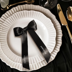 Ribbon Place Setting For Wedding or Event, Bow Place Card, Custom Name Ribbon, Bow Drink Tag, Bow Napkin Ring, Bow Place Card, Custom Ribbon