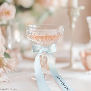 Personalized Name Bow Wedding Place Setting, Baby Shower Bow Decorations, Bow Name Tag, Name Setting Bow, Wedding Drink Tag, Personal Ribbon