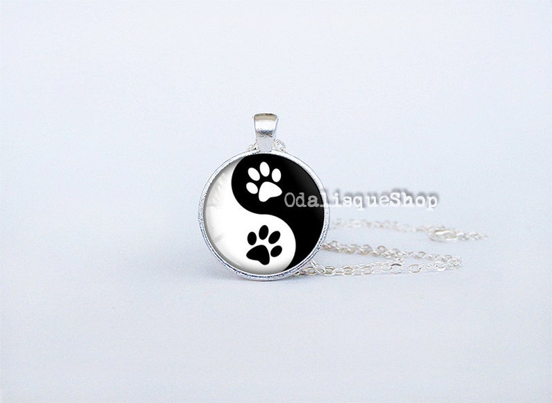 Yin Yang Paw Print Pendant animal lover necklace pet lover jewelry cat dog key ring birthday gift cs214