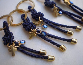 Luxury martyrika-Evil eye martyrika -Key chains Baptism Favors- Gold and blue martyrika-formal style martirika