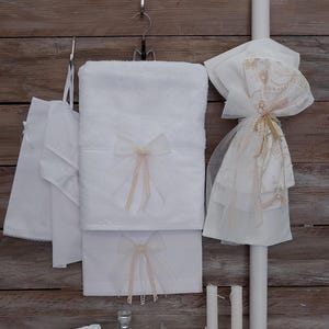 Conjunto personalizado para batismo com inicial - conjunto para batismo em ouro e marfim - Batismo Ortodoxo - Batismo Ortodoxo Grego