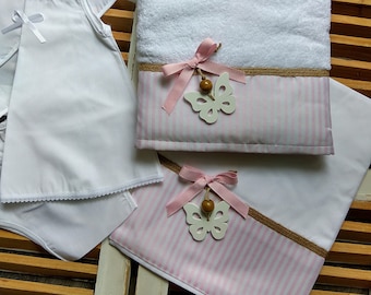 Set Ladopana 5pcs-Butterfly ladopana-Orthodox Baptism-Girls Baptism set-Orthodox Baptism Towel Set -Greek Christening