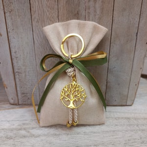 25 pcs Olive tree favor-Linen Bag Favor-koufeta bomboniera-wedding favor-baptism favor-olive and gold colour favor