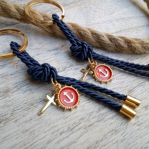 Nautical martyrika-Luxury Key chains Favors Gold-red and blue martyrika-anchor martirika-navy baptism favor image 1