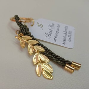 10 pièces porte-clés rameau d'olivier, cadeaux de mariage grec, mariage sur le thème des oliviers, cadeaux de baptême rameau d'olivier