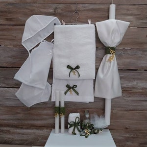 Baptism set with olive branch-elegant refined- baptism-Orthodox Baptism-Orthodox-Greek Christening Boy & girl