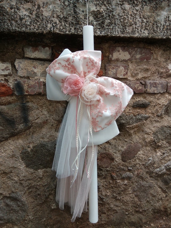 Baptism candle for girls baptism lambathaflowers lambadaorthodox