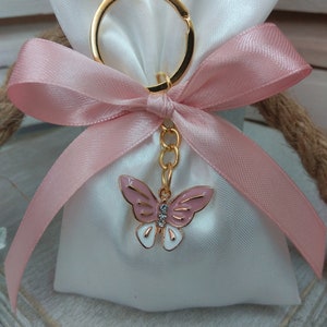 25 pcs butterfly baptism favor-satin bag favor- christening favor-koufeta bomboniera-girl baby shower gift-butterfly baby shower