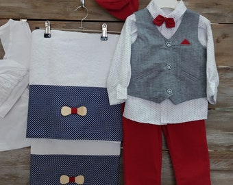 Boy baptism burgundy & navy blue outfit set, Greek baptism suit,Orthodox baptism outfit, Greek baptism clothes