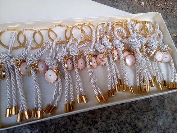 Christening favors-first communion favor-Evil eye martyrika- Key chain favor-greek baptism martyrika-mati bomboniere Il_570xn