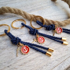 Nautical martyrika-Luxury Key chains Favors Gold-red and blue martyrika-anchor martirika-navy baptism favor image 7