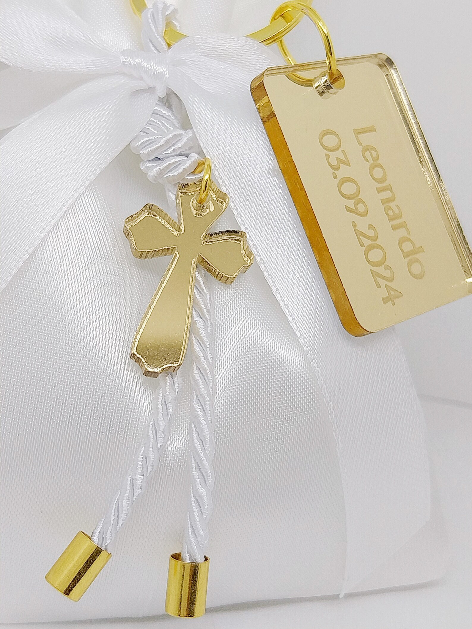 25 Pcs Personalized Baptism Favor-plexiglass Cross Favor-satin Bag ...