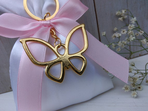 Sacchetti Bomboniere Personalizzate Battesimo Con Farfalla Legno - Coccole Store - Articoli Personalizzati Per Neonati