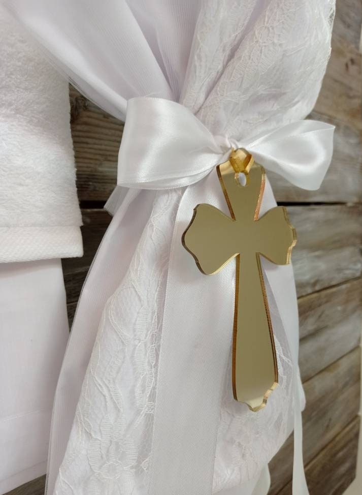 Baptism Set With Cross-elegant Refined Baptism-ivory & White Baptism ...