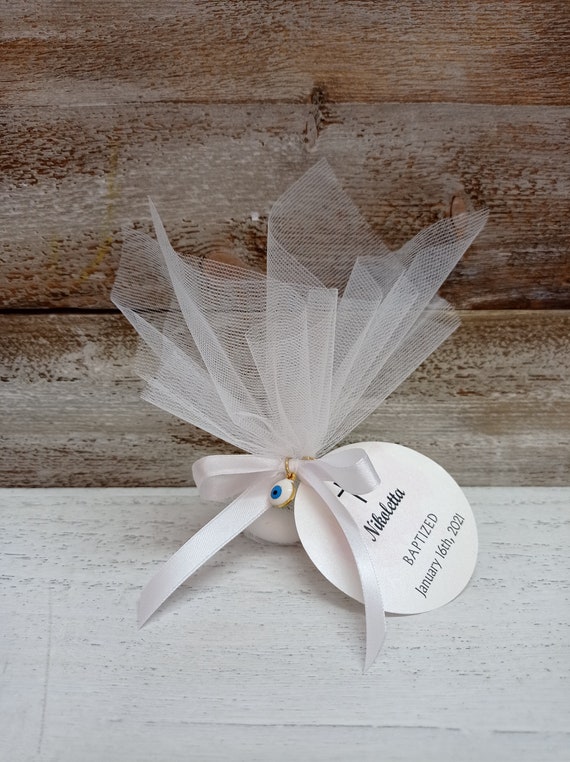 25 pcs boy Baptism favor-linen bag Favor Gold and navy blue favor-evil eye favor-koufeta bomboniera