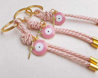 Key chain martyrika-Pink Evil eye martyrika-greek baptism favors-martyrika for girl-mati bomboniere