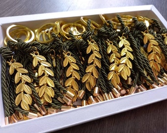 10pcs favors keychain with olive branch,WeddingFavors, Baptism Keepsake,Greek weddinf favors