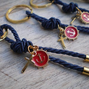 Nautical martyrika-Luxury Key chains Favors Gold-red and blue martyrika-anchor martirika-navy baptism favor image 5