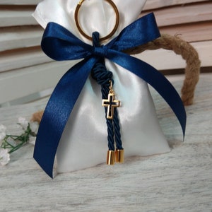 Baptism favor-25 pcs-Cross Favor- Gold and blue favor-koufeta bomboniera-christening favor-First Holy communion favor-greek baptism