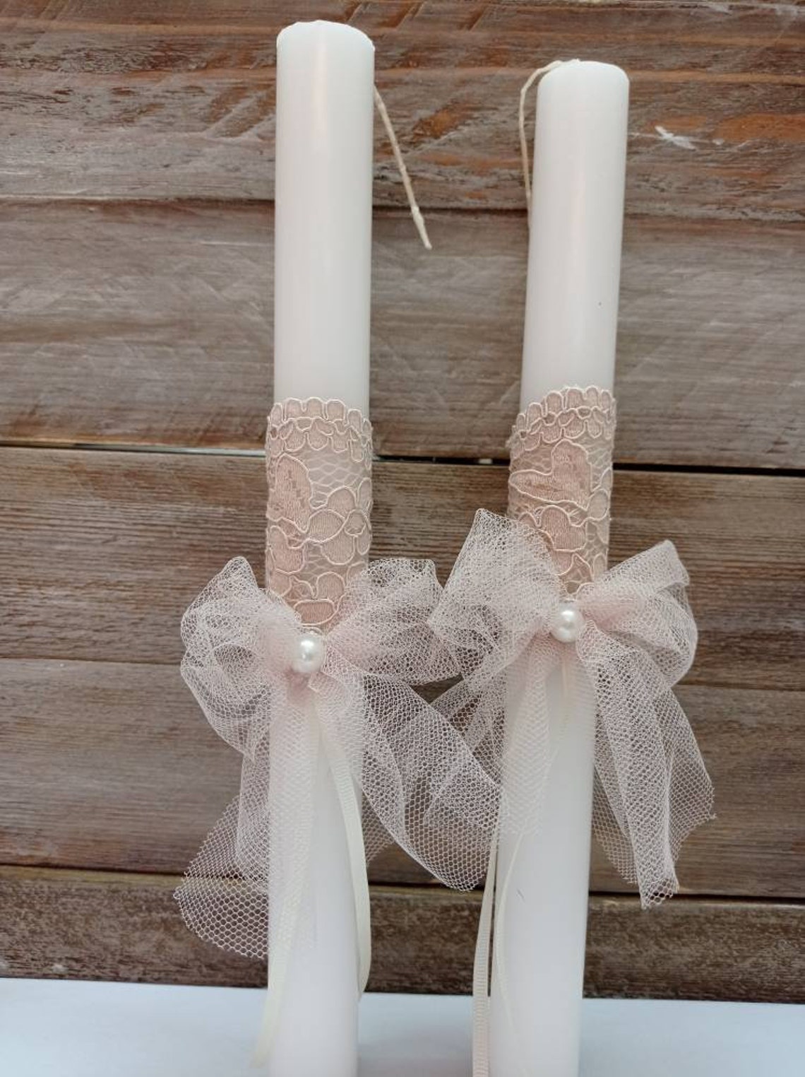 Baptism Candle for Girlstwo Candlesorthodox Baptism Etsy