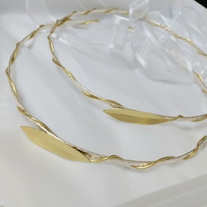 Gold and silver Stefana- Wedding Crowns -Greek wedding-Olive Leaves stefana - Orthodox Greek Style Stefana- olive wreath