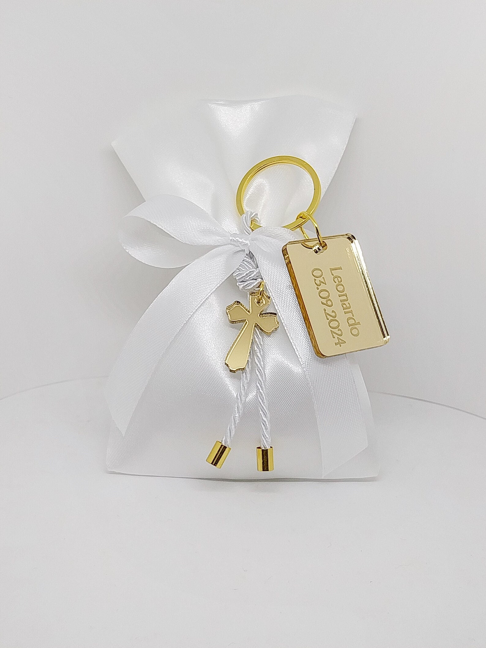 25 Pcs Personalized Baptism Favor-plexiglass Cross Favor-satin Bag ...