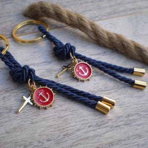 Nautical martyrika-Luxury Key chains Favors Gold-red and blue martyrika-anchor martirika-navy baptism favor image 6