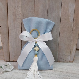 Favor for boys-Elegant Baptism favor-orthodox baptism favors-koufeta bomboniera-key chain favor-25 pcs tassel favors