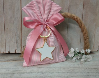 Star Baptism favor-pouch favor-koufeta bomboniera-star baby shower-key chain favor-25 pcs-greek baptism favor