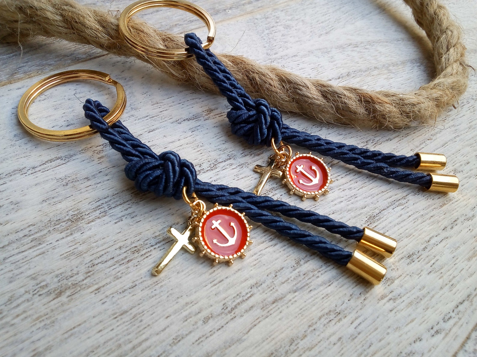 Nautical Martyrikaluxury Key Chains Favors Goldred and Blue Etsy