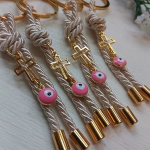 Evil eye martyrika-Key chains Baptism Favors-christening favors-shower party favors-first communion favor