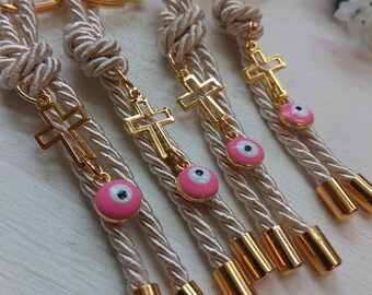 Evil eye martyrika-Key chains Baptism Favors-christening favors-shower party favors-first communion favor
