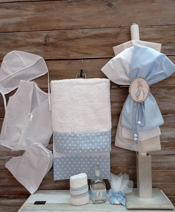 Baptism Peter rabbit boy set -orthodox lambada- oil set-ladopana set Il_570xn