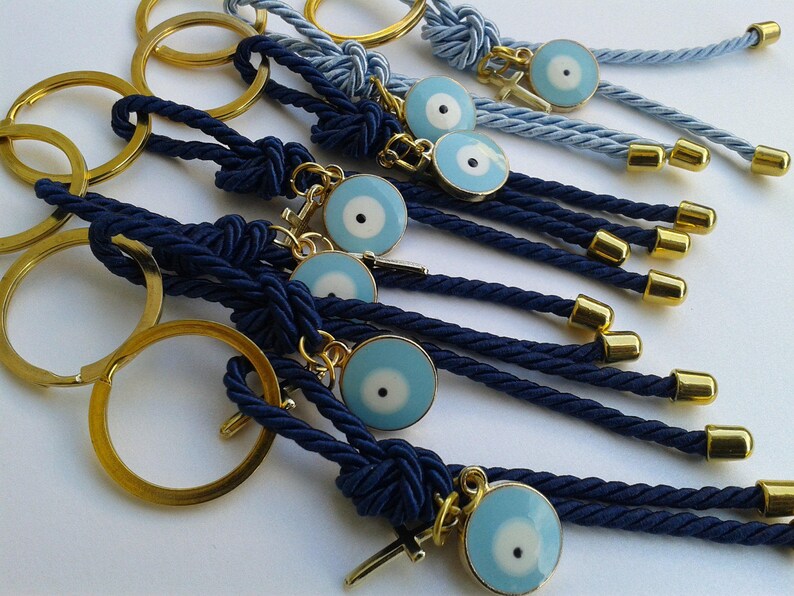 Luxury martyrika Evil eye martyrika-Orthodox baptism day key chain baptism favor-bomboniera-greek christening image 5