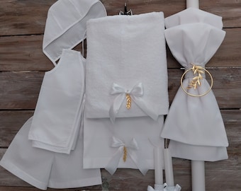 Baptism set with olive branch refined baptism- white baptism-Orthodox Baptism-Orthodox  Greek Christening