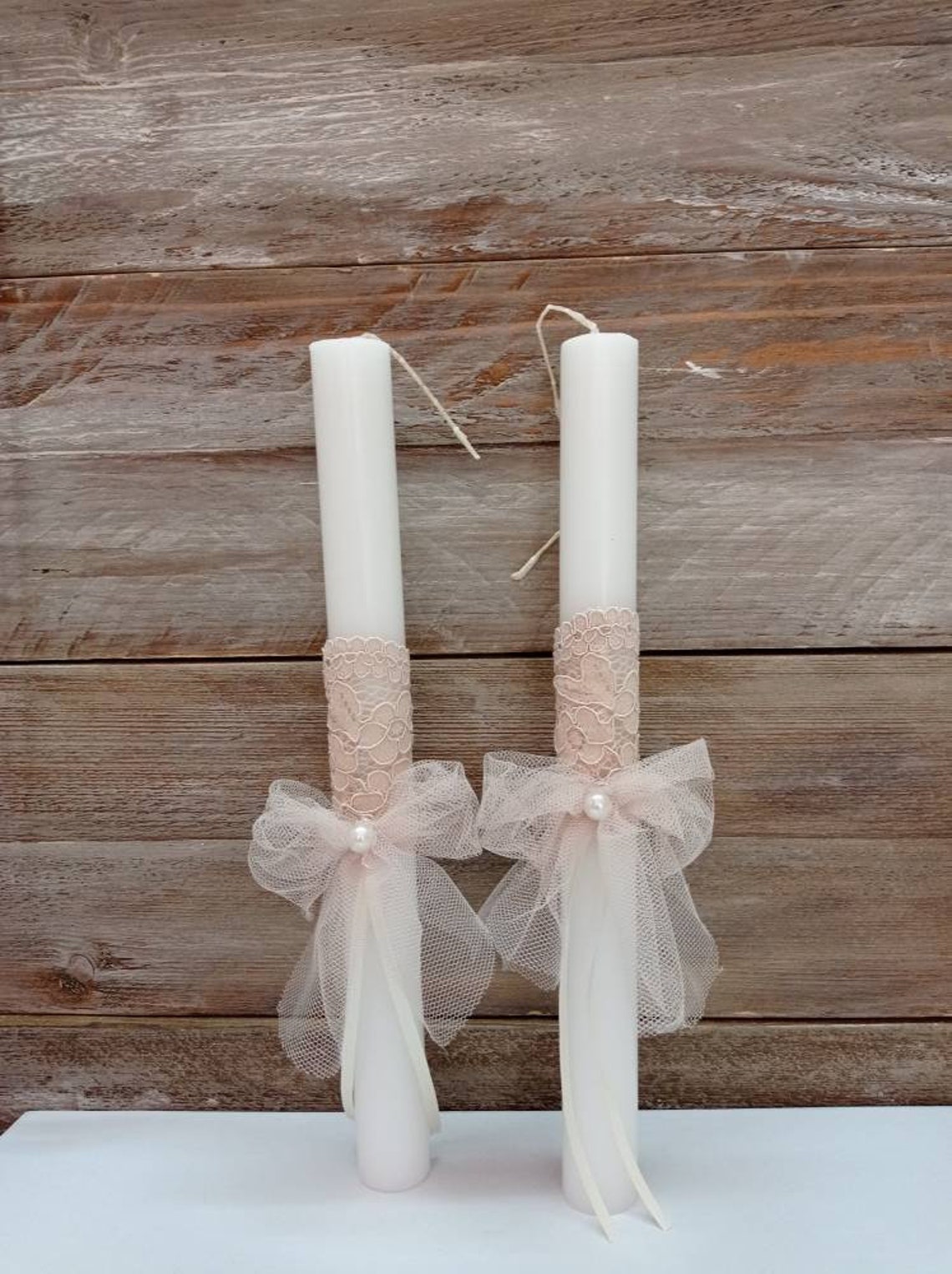 Baptism Candle for Girlstwo Candlesorthodox Baptism Etsy