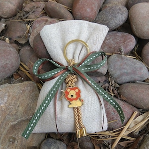 Lion Baptism favor-25 pcs-linen pouch Favor-jungle theme party-koufeta bomboniera-greek bomboniera-orthodox baptism-little lion party favors